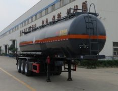 9類廢酸槽罐車價(jià)格，化工廢液運(yùn)輸車圖片，危險(xiǎn)廢液半掛車廠家